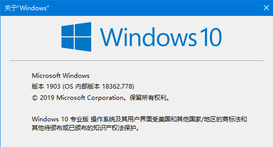 图 1 Windows 10 1903版本